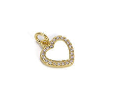 24K Gold Filled Cubic Zirconia Micro Pave Heart Charm, Pave Heart Shape Charm, Heart Necklace, Rhinestone Heart Charms, 14x11mm, CP635