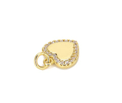 24K Gold Filled Cubic Zirconia Micro Pave Heart Charm, Pave Heart Shape Charm, Heart Necklace, Rhinestone Heart Charms, 14x11mm, CP635