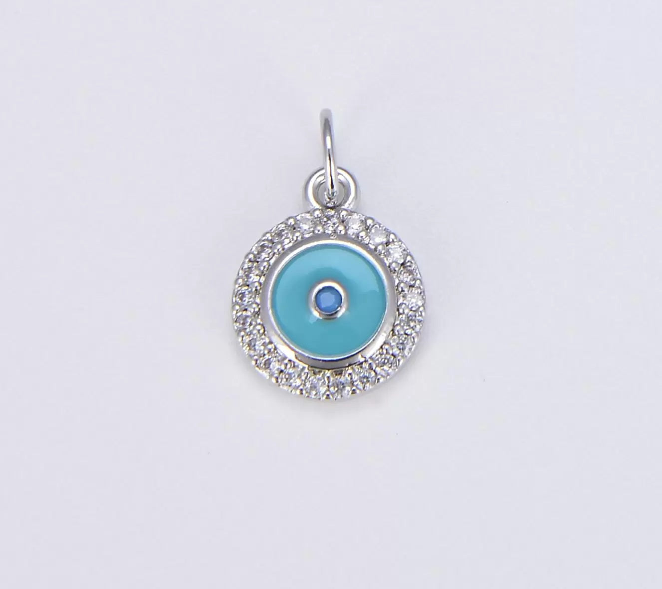 18K Gold Filled Turquoise Blue Enamel Evil Eye Charm, CZ Micro Pave Evil Eye Charm, Turkish Evil Eye, Evil Eye Charm, Evil Eye Necklace, 13x10mm, CP638