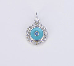 18K Gold Filled Turquoise Blue Enamel Evil Eye Charm, CZ Micro Pave Evil Eye Charm, Turkish Evil Eye, Evil Eye Charm, Evil Eye Necklace, 13x10mm, CP638