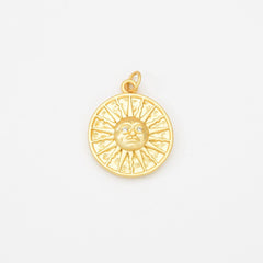 18K Gold Filled Cubic Zirconia Micro Pave Sun Charm, Sun Charm Pendant, Sun Charm, Gold Sun Pendant, Sunburst Pendant, Pave Findings, Sun Jewelry, 23x19mm, CP640