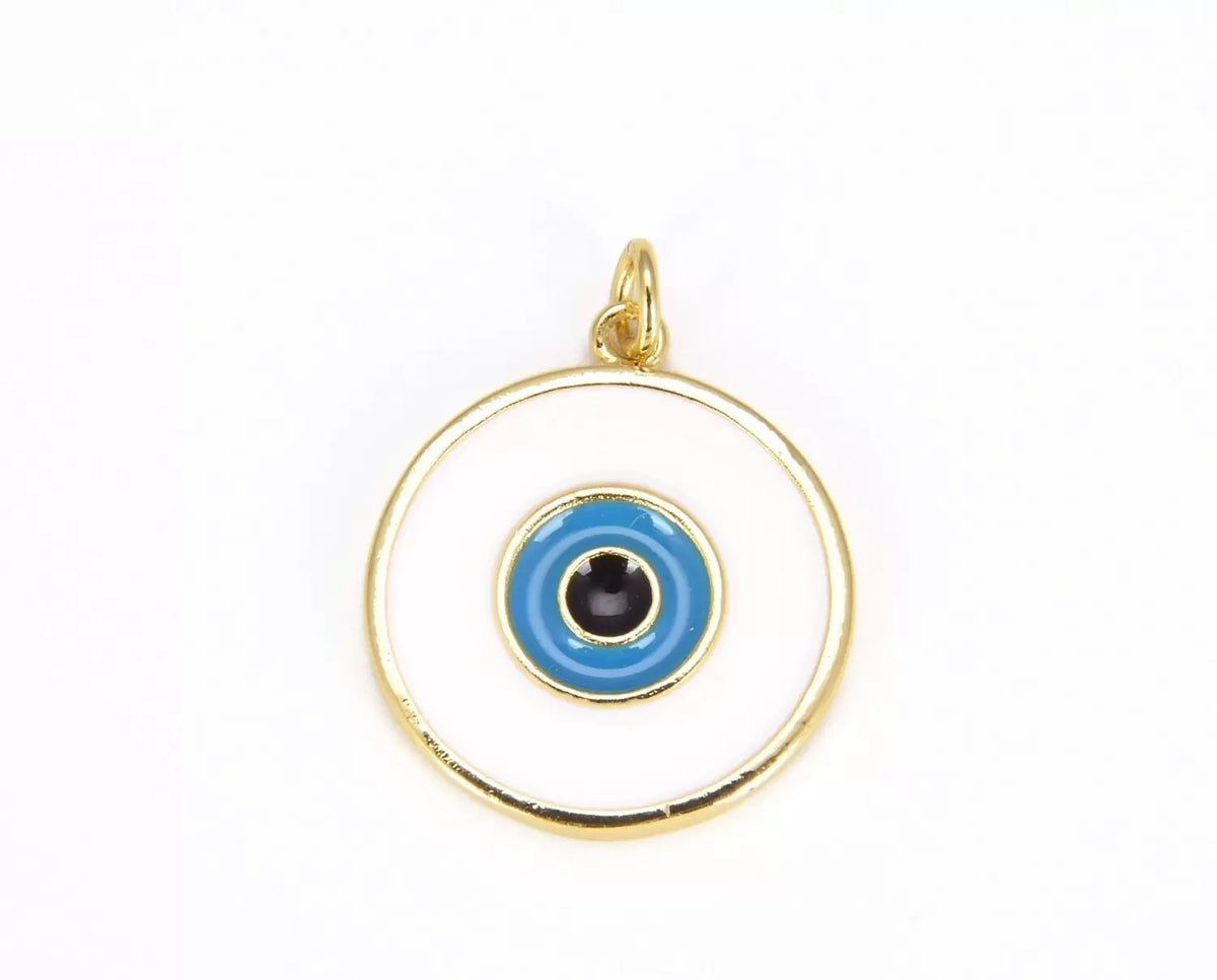 18K Gold Filled Turquoise Blue Enamel Evil Eye Charm, Enamel Evil Eye Charm, Turkish Evil Eye, Evil Eye Charm, 20x26mm, CP641