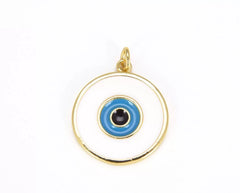 18K Gold Filled Turquoise Blue Enamel Evil Eye Charm, Enamel Evil Eye Charm, Turkish Evil Eye, Evil Eye Charm, 20x26mm, CP641