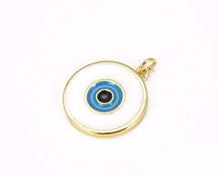 18K Gold Filled Turquoise Blue Enamel Evil Eye Charm, Enamel Evil Eye Charm, Turkish Evil Eye, Evil Eye Charm, 20x26mm, CP641