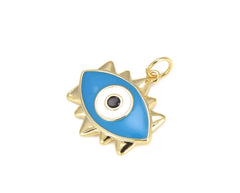 14K Gold Filled Turquoise Blue Enamel Evil Eye Charm, Enamel Evil Eye Charm, Turkish Evil Eye, Evil Eye Charm Necklace, 22x25mm, CP642