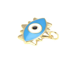 14K Gold Filled Turquoise Blue Enamel Evil Eye Charm, Enamel Evil Eye Charm, Turkish Evil Eye, Evil Eye Charm Necklace, 22x25mm, CP642