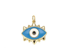 14K Gold Filled Turquoise Blue Enamel Evil Eye Charm, Enamel Evil Eye Charm, Turkish Evil Eye, Evil Eye Charm Necklace, 22x25mm, CP642