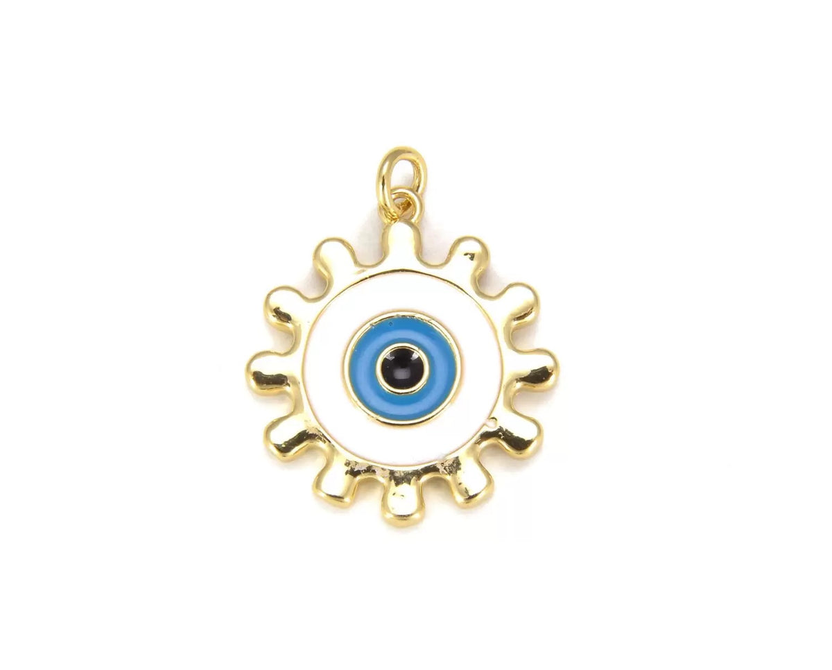 14K Gold Filled Turquoise Blue Enamel Evil Eye Charm, Enamel Evil Eye Charm, Turkish Evil Eye, Evil Eye Charm, Evil Eye Necklace, 27x20mm, CP643