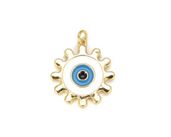 14K Gold Filled Turquoise Blue Enamel Evil Eye Charm, Enamel Evil Eye Charm, Turkish Evil Eye, Evil Eye Charm, Evil Eye Necklace, 27x20mm, CP643