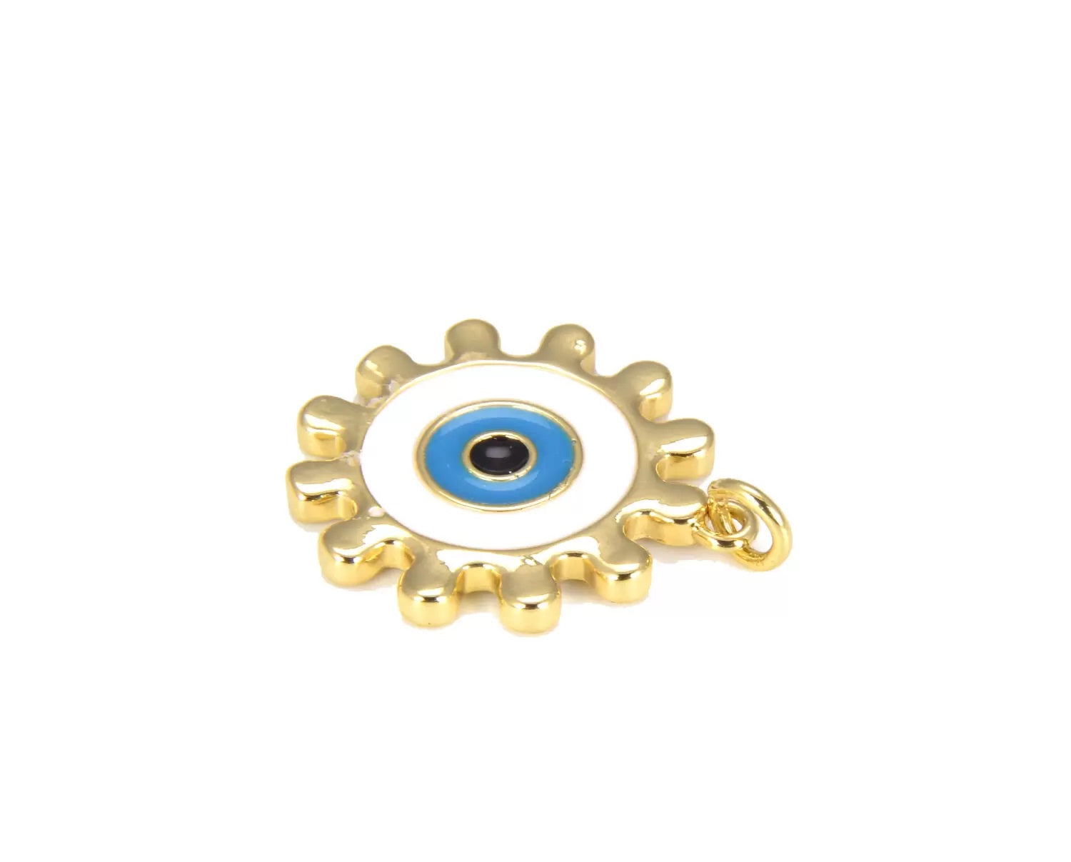 14K Gold Filled Turquoise Blue Enamel Evil Eye Charm, Enamel Evil Eye Charm, Turkish Evil Eye, Evil Eye Charm, Evil Eye Necklace, 27x20mm, CP643