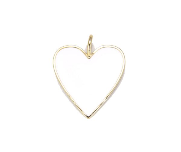 18K Gold Filled White Enamel Heart Pendant Charm, White Enamel Heart Pendant with Gold Finish, Enamel Heart 15/25/35mm, CP644