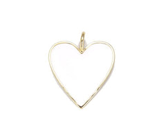 18K Gold Filled White Enamel Heart Pendant Charm, White Enamel Heart Pendant with Gold Finish, Enamel Heart 15mm, CP644B