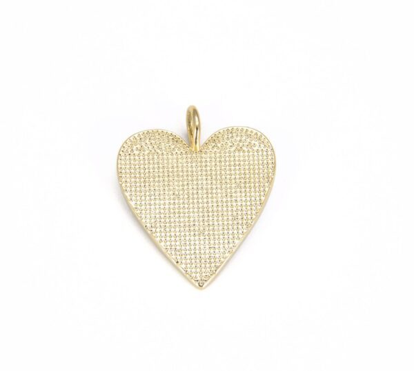 18K Gold Filled White Enamel Heart Pendant Charm, White Enamel Heart Pendant with Gold Finish, Enamel Heart 35mm, CP644A