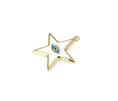 18K Gold Filled White Enamel Evil Eye Star Charm Pendant, Enamel Star Pendant, Evil Eye Necklace, Star Pendant, Star Charm, 24x22mm, CP647