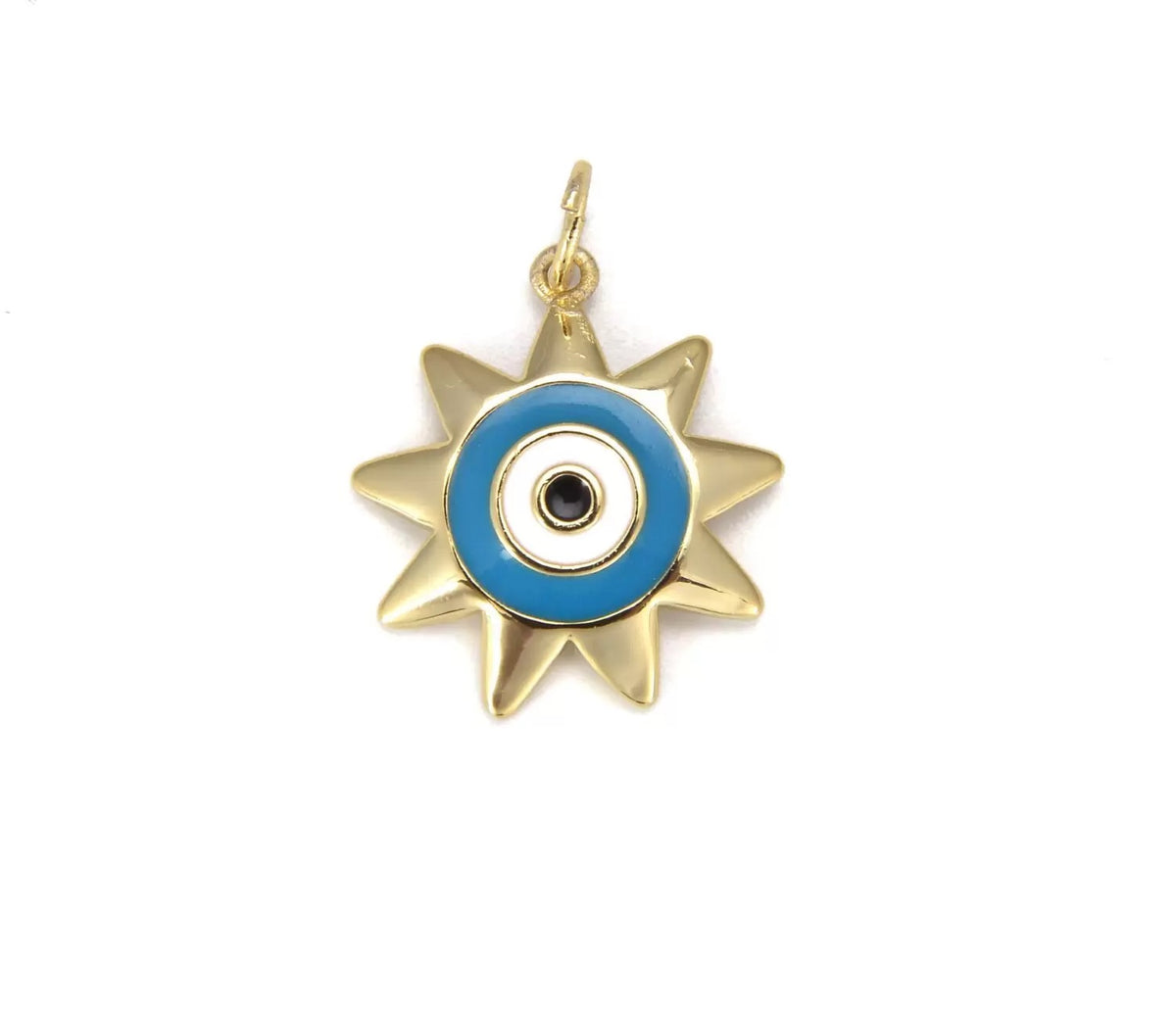 14K Gold Filled Turquoise Blue Enamel Evil Eye Charm, Enamel Evil Eye Charm, Turkish Evil Eye, Evil Eye Charm Necklace, 20x26mm, CP651