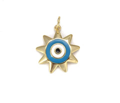 14K Gold Filled Turquoise Blue Enamel Evil Eye Charm, Enamel Evil Eye Charm, Turkish Evil Eye, Evil Eye Charm Necklace, 20x26mm, CP651