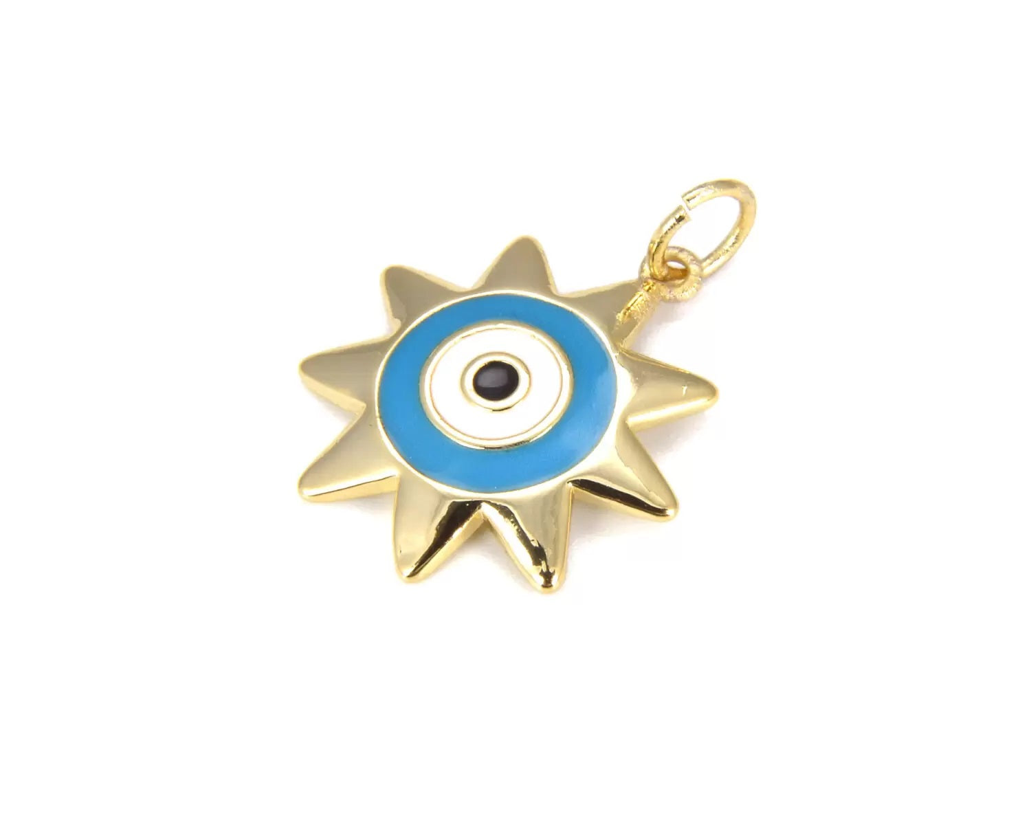 14K Gold Filled Turquoise Blue Enamel Evil Eye Charm, Enamel Evil Eye Charm, Turkish Evil Eye, Evil Eye Charm Necklace, 20x26mm, CP651