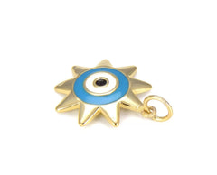 14K Gold Filled Turquoise Blue Enamel Evil Eye Charm, Enamel Evil Eye Charm, Turkish Evil Eye, Evil Eye Charm Necklace, 20x26mm, CP651