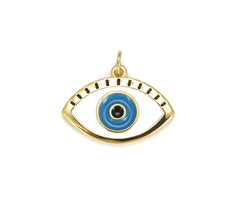 14K Gold Filled Turquoise Blue Enamel Evil Eye Charm, Enamel Evil Eye Charm, Turkish Evil Eye, Evil Eye Charm Necklace, 23x19mm, CP652