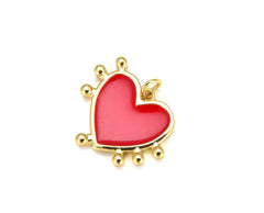 18K Gold Filled Red Enamel Heart Pendant Charm, Enamel Heart Charm, Heart Pendant, Small Heart Necklace, Pave Findings, 24x21mm, CP653