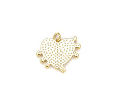 18K Gold Filled Red Enamel Heart Pendant Charm, Enamel Heart Charm, Heart Pendant, Small Heart Necklace, Pave Findings, 24x21mm, CP653