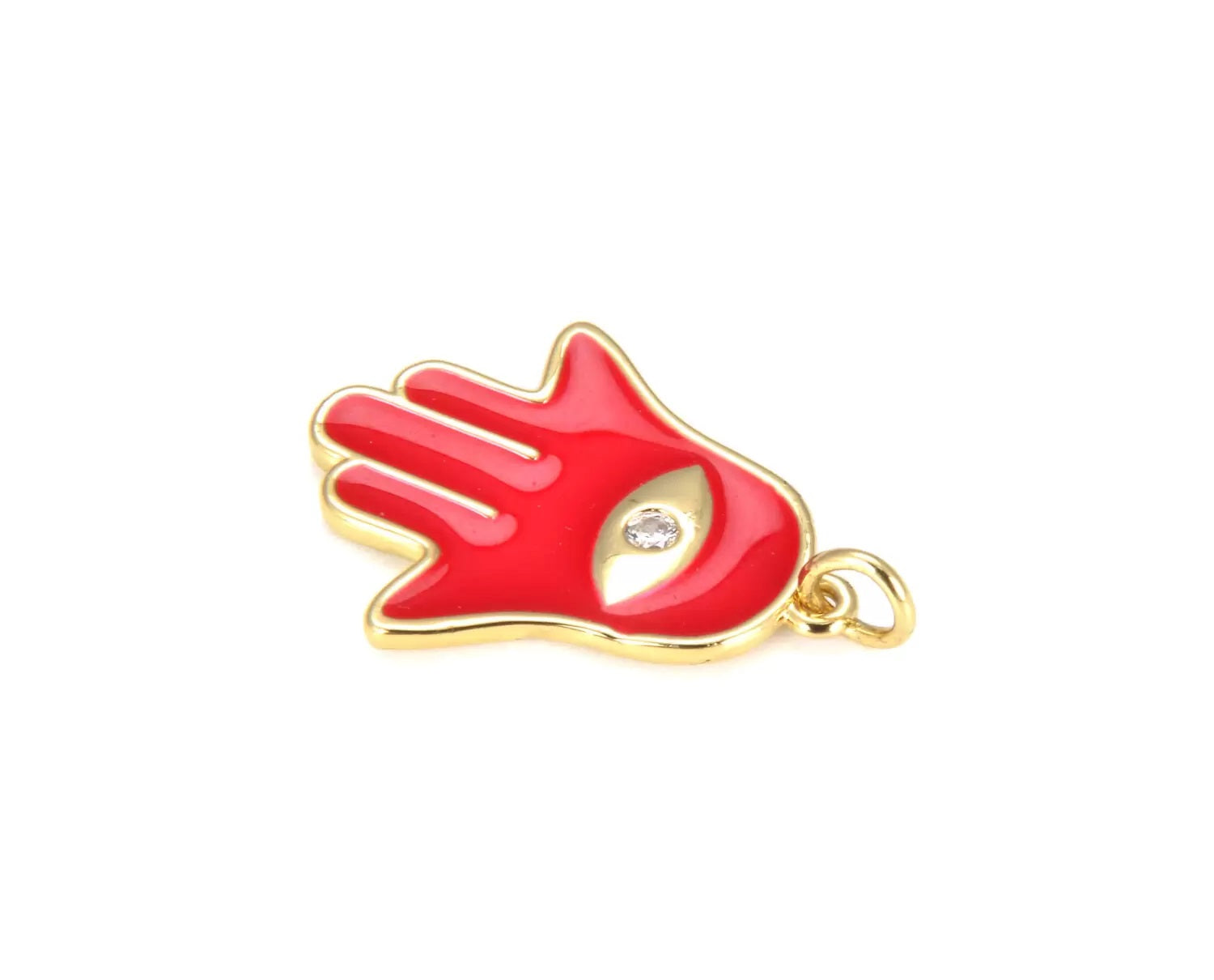 14K Gold Filled Red Enamel Hamsa Hand, Hamsa Hand Charm, Hamsa Pendant, Hamsa Necklace, Hamsa Bracelet, Hamsa, Charm Necklace 19x28mm, CP654