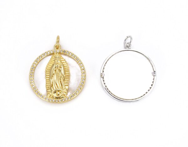 18K Gold Filled Dainty Virgin Mary PendantMicro Pave Virgen de Guadalupe Medallion for Necklace Religious Jewelry Supply 28x22mm, CP659