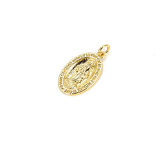 22K Gold Filled Virgin Mary Charm, Our Lady Of Guadalupe, Virgin Mary Necklace, Virgin Mary Bracelet, Virgin Mary Pendant, 23x12mm, CP668