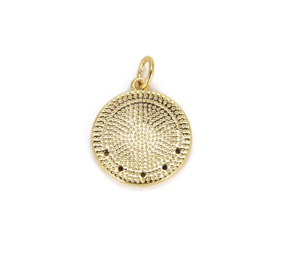 22K Gold Filled Coin Hamsa Charm, CZ Micro Pave Round Hamsa Hand Charm, Multiple CZ Hamsa Pendant, Hand Of Fatima Charm, 20x15mm, CP669