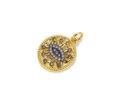 24K Gold Filled Eyelash Evil Eye Charm, CZ Micro Pave Evil Eye Pendant, Evil Eye Bracelet Charm, Evil Eye Jewelry, 20x15mm, CP671