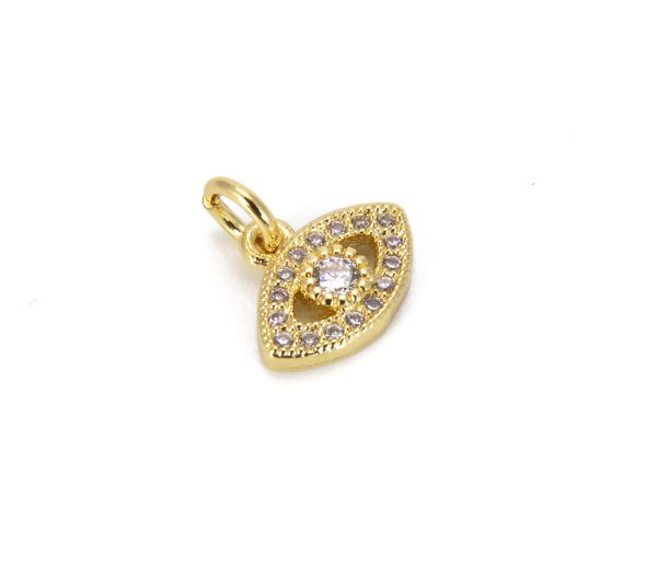 18K Gold Filled Cubic Zirconia Evil Eye Charm, CP673