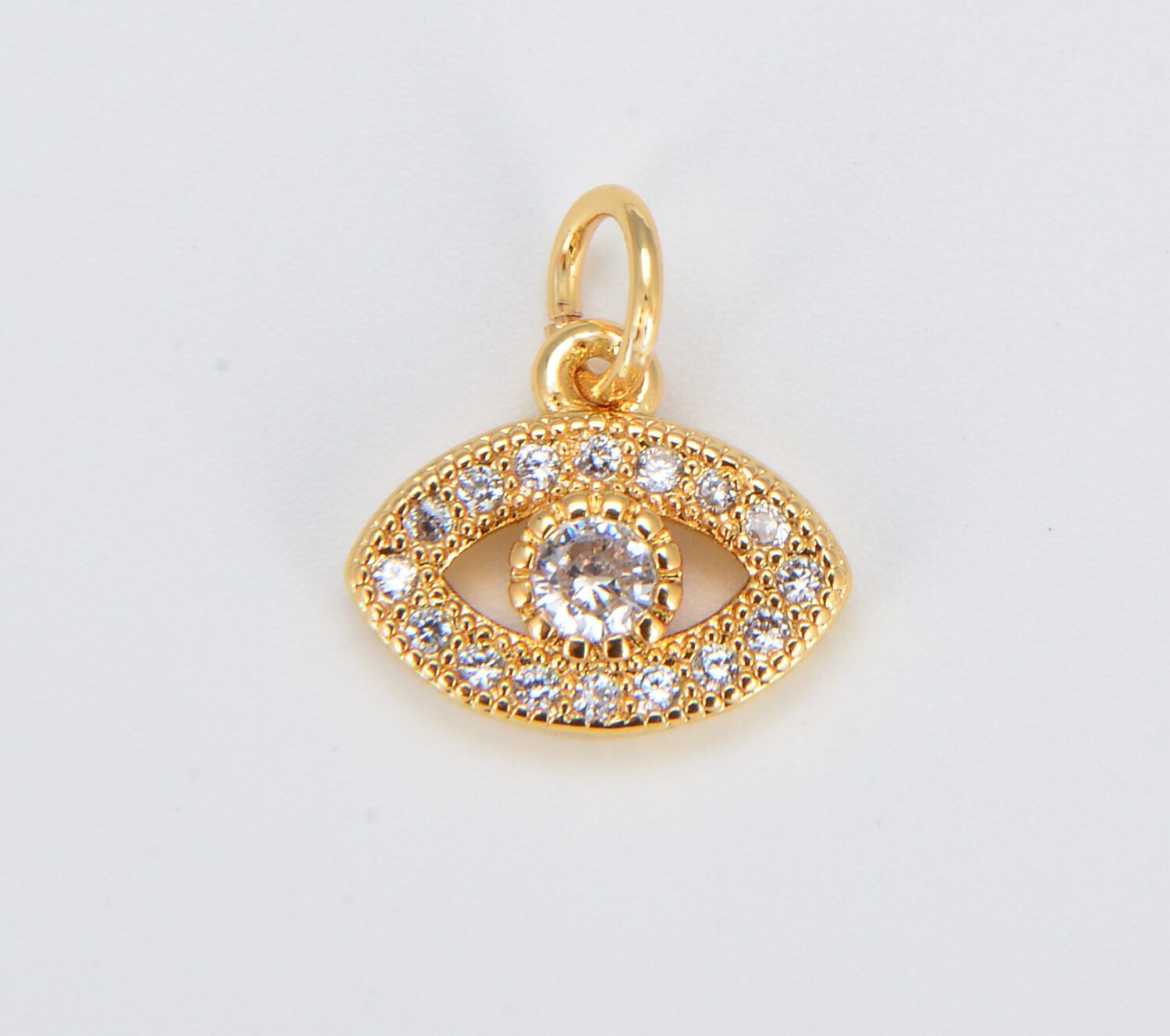 18K Gold Filled Cubic Zirconia Evil Eye Charm, CP673