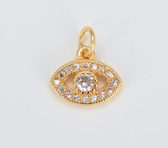 18K Gold Filled Cubic Zirconia Evil Eye Charm, CP673