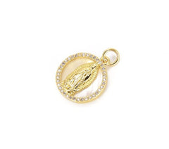 18K Gold Filled Small Virgin Mary Charm CZ Micro Pave on Shell, Our Lady Of Guadalupe, Virgin Mary Necklace, Mary Charm, 20x15mm, CP674