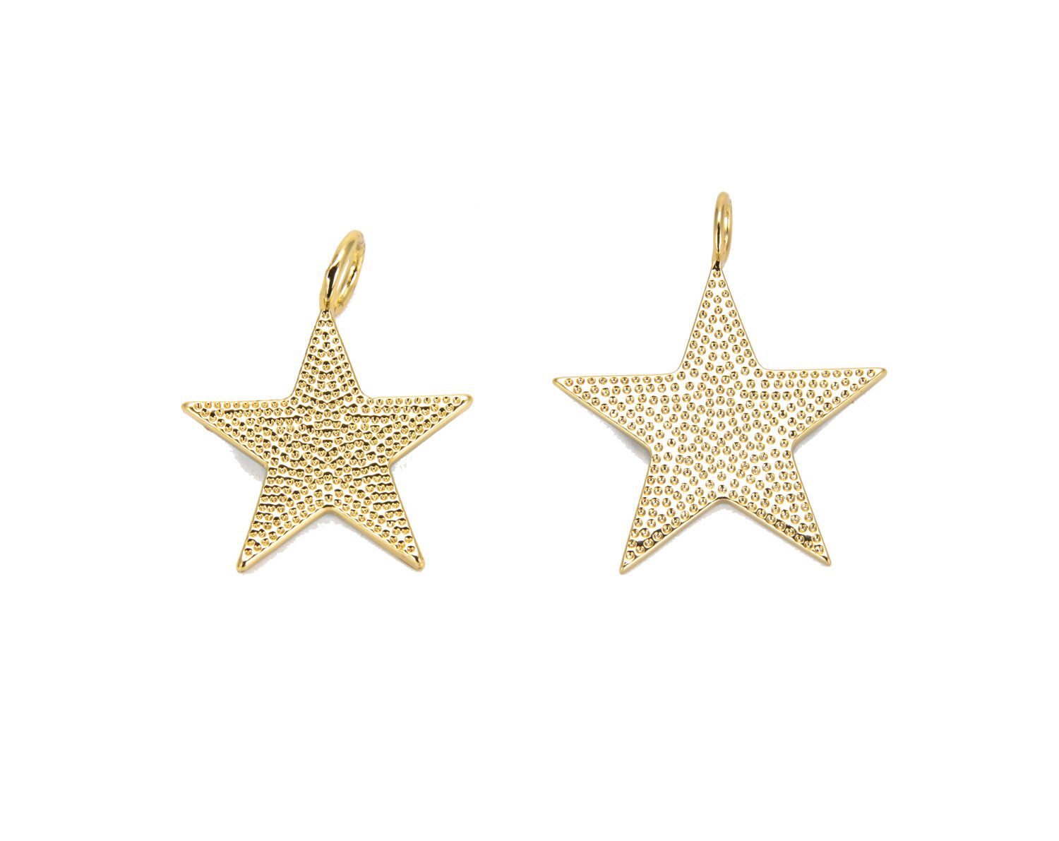 18K Gold Filled Blue Enamel, INSPIRED CZ Micro PAVE Charm Pendant Brass, Gold Filled Over Brass Star, Fast Ship, Small/Medium/ Large Light Blue Star, CP680