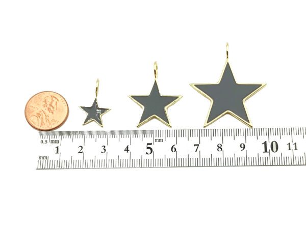 24K Gold Filled Gray Enamel Star Charm, Enamel Star Charm, Gray Star Pendant, Charm Necklace, Enamel Charms, Small, Medium, Large, CP681A