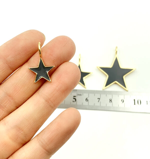 24K Gold Filled Gray Enamel Star Charm, Enamel Star Charm, Gray Star Pendant, Charm Necklace, Enamel Charms, Small, Medium, Large, CP681A