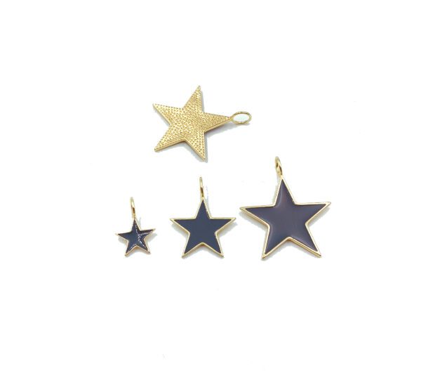 24K Gold Filled Gray Enamel Star Charm, Enamel Star Charm, Gray Star Pendant, Charm Necklace, Enamel Charms, Small, Medium, Large, CP681A