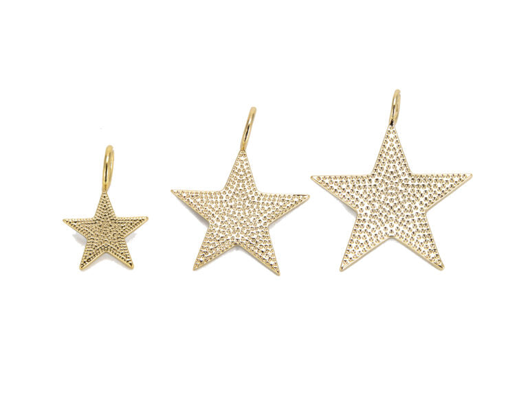 18K Gold Filled Over Brass White Enamel Star Charm, Star Pendant, Charm Necklace, Enamel Charms, Small, Medium, Large, CP683