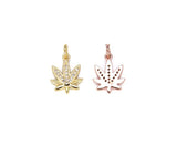 18K Gold Filled Marijuana Leaf Six Leaves Plant Necklace Pendant Micro Pave Leaf Charm Bracelet Earring Charm Bails for Jewelry Making, CP686