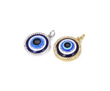 18K Gold Filled Blue Evil Eye Charm Pendant CZ Micro Pave, Evil Eye Necklace, Evil Eye Bracelet, Evil Eye Jewelry, 20x15mm, CP727