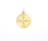 18K Gold Filled Round Cross Medallion Charm Pendant, Cross Necklace, Cross Charm Pendant, Jesus Charm, Celtic Cross Charm, 21x16mm, CP752
