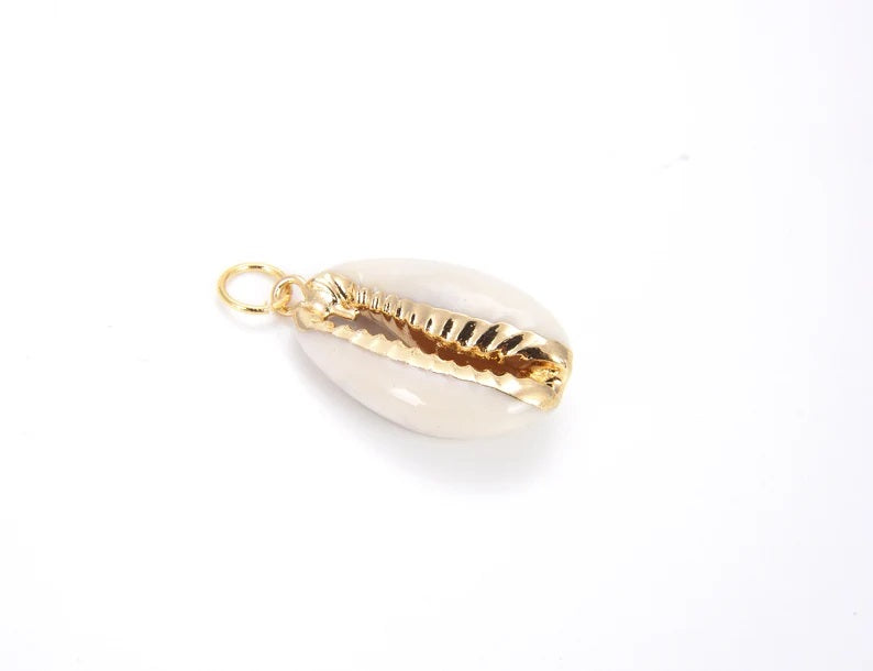 14K Gold Filled Cowrie Shell Charm Pendant, Seashell Charm, Natural Sea Shell Necklace, Shell Pendant, Cowrie Shell, 29x15mm, CP778