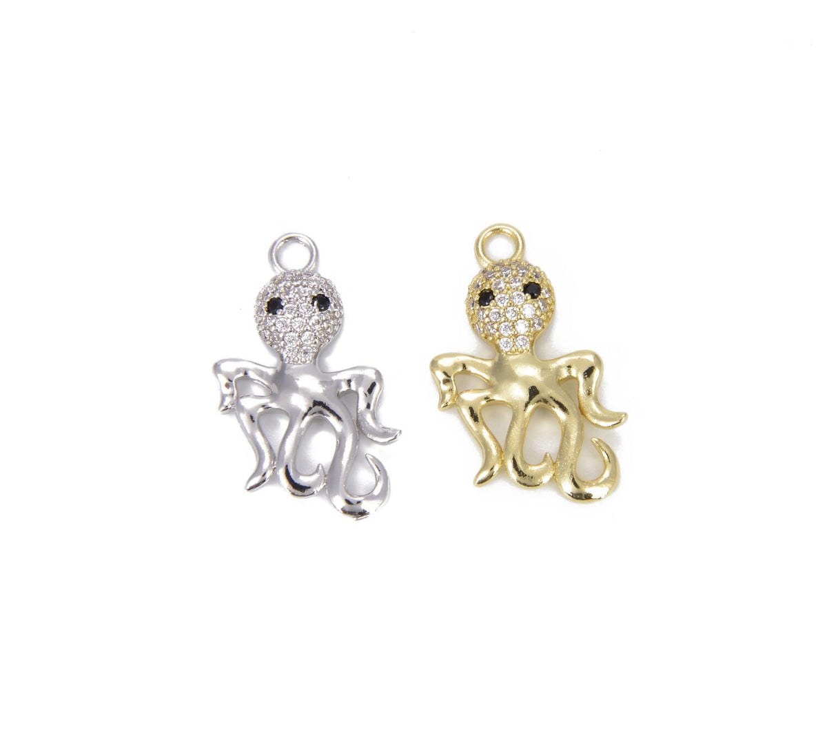 24K Gold Filled Octopus Charm Pendant CZ Micro Pave, Octopus Charm, Octopus Pendant, Cubic Zirconia, Octopus Necklace, 28x18mm, CP801