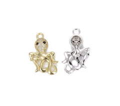 24K Gold Filled Octopus Charm Pendant CZ Micro Pave, Octopus Charm, Octopus Pendant, Cubic Zirconia, Octopus Necklace, 28x18mm, CP801