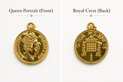 Gold Filled Queen Coin Charm, Embossed Royal Sovereign Portrait Medallion Pendant, Vintage Style Disc, Wholesale Jewelry Making Supply CP808