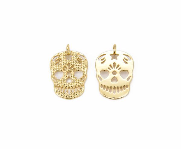 18K Gold Filled Skull Charm, Skull Head Charm Pendant, Skull Pendant, Skull Necklace, Skeleton Charm, 22x15mm, CP813