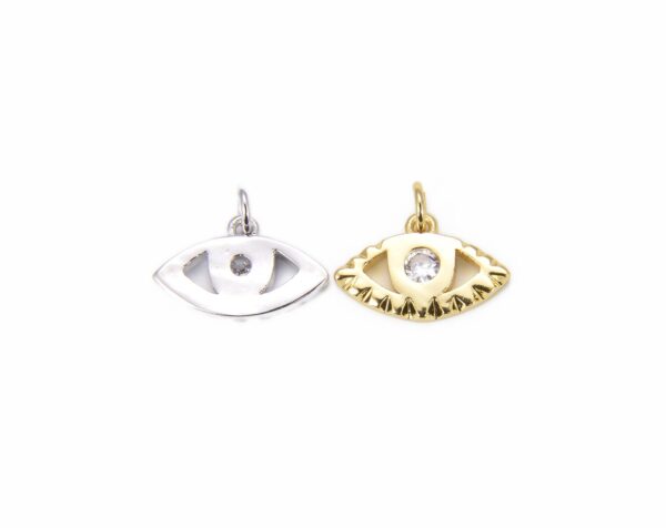 18K Gold Filled Evil Eye Charm CZ Micro Pave, Evil Eye Pendant, Evil Eye Necklace, Cubic Zirconia, Evil Eye, 16x14mm, CP815