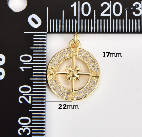 18K Gold Filled Compass Charm, 22x17mm, CP817