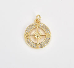 18K Gold Filled Compass Charm, 22x17mm, CP817